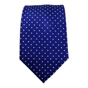 LIBERO MILANO Blue Polka Dot Silk Tie 59"-3.1/4" EX COND